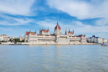 gothic building of hungarian parliament in Budapest
