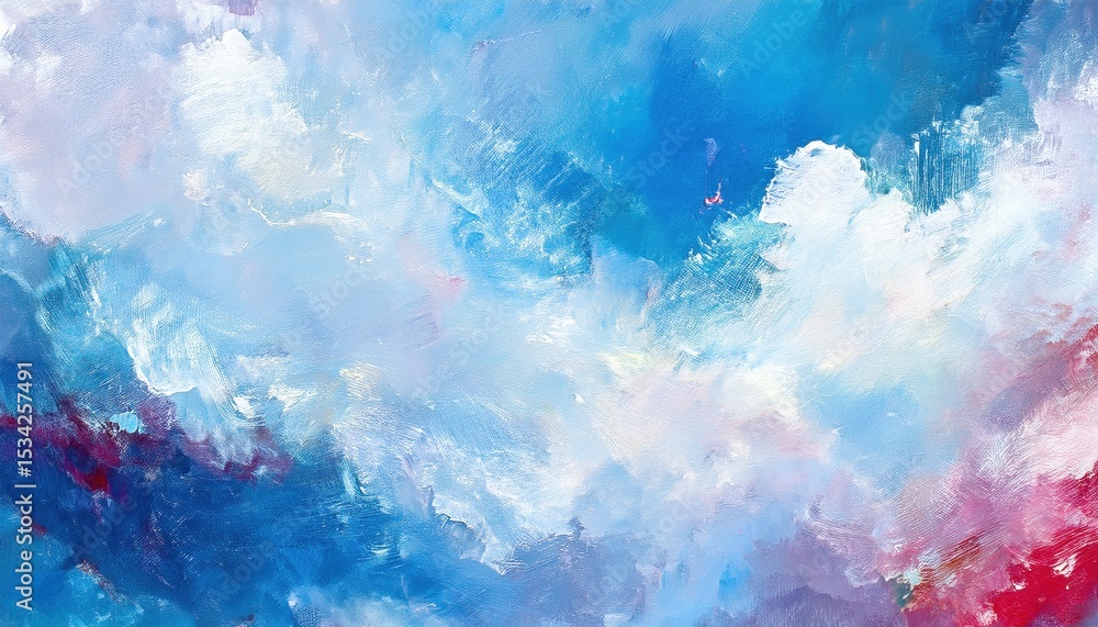 Poster dreamy abstract cloudscape in bold oil textures with blue and pink gradients for modern web design, print media, and branding background usage

