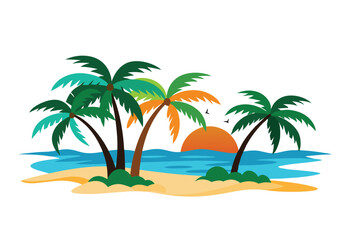 Palm tree silhouette set, tropical, vector, illustration 