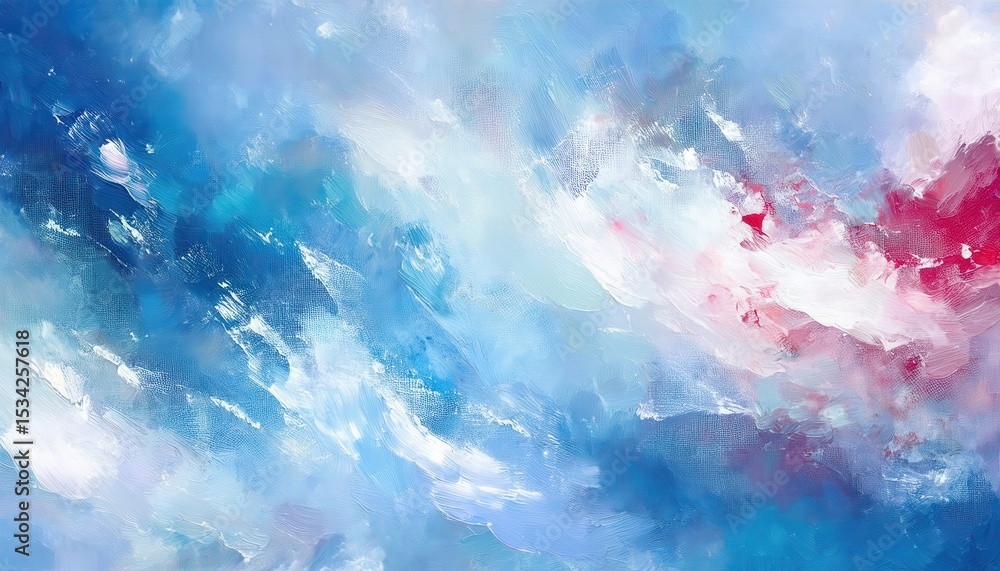 Poster dreamy abstract cloudscape in bold oil textures with blue and pink gradients for modern web design, print media, and branding background usage

