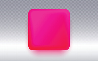 A vibrant, three-dimensional hot pink square with soft, rounded corners and a subtle gradient, casting a gentle glow on a neutral surface. The design is modern and minimalist.