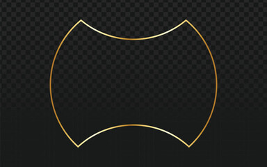 A stunning golden metallic frame, featuring elegant and unique curved lines, stands out with a subtle glow. This abstract vector illustration, set against a transparent background, offers a luxurious 