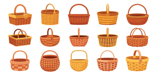Collection of Various Wicker Baskets for Rustic Design