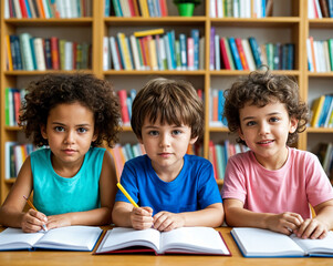 Young children doing educational tasks.