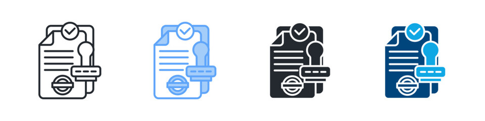 Approval Icon Set Multiple Style. Design In Outline, Blue, Glyph, Dualtone
