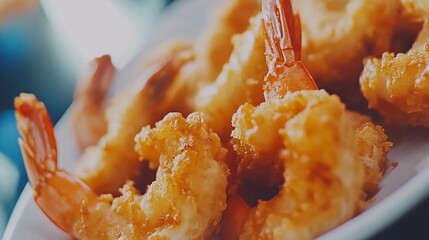 Delicious deep-fried tempura shrimp enticing culinary delight for seafood lovers