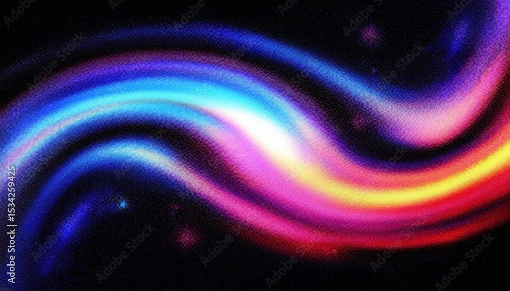 Poster vibrant neon color wave on black background for modern web design, abstract print, or digital brandi