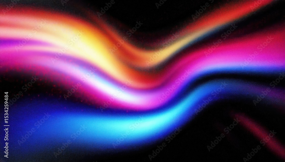 Poster vibrant neon color wave on black background for modern web design, abstract print, or digital brandi