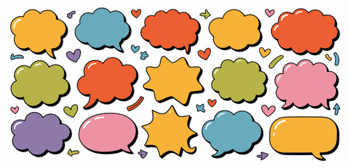 Colorful Hand Drawn Speech Bubbles Set for Communication