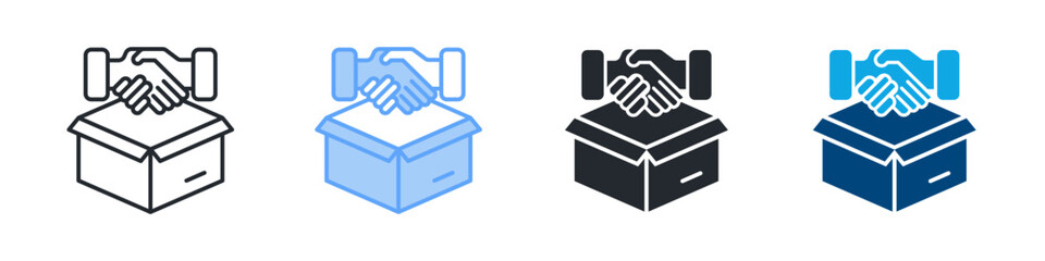 Cooperation Icon Set Multiple Style. Design In Outline, Blue, Glyph, Dualtone