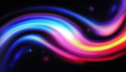 Naklejka premium vibrant neon color wave on black background for modern web design, abstract print, or digital branding with glowing fluid light flow and high contrast gradients
