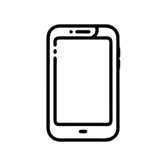 Minimalist Smartphone Icon in Silhouette Line Style on White Background – Flat Mobile Device Illustration for Apps, UI, and Technology Interfaces