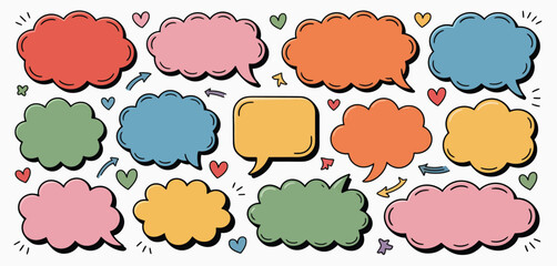Collection of Colorful Hand Drawn Speech Bubbles