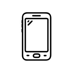 Minimalist Smartphone Icon in Silhouette Line Style on White Background – Flat Mobile Device Illustration for Apps, UI, and Technology Interfaces