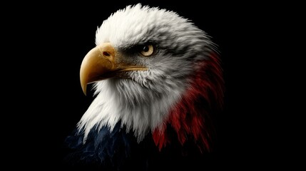 Majestic Bald Eagle Portrait in Red White and Blue