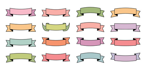 Twelve Pastel Colored Blank Banners for Design