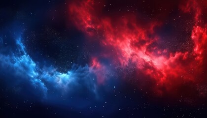 vivid red and blue nebula energy stream in deep space background for web design, sci-fi branding, print poster, digital wallpaper, or tech themed visual identity

