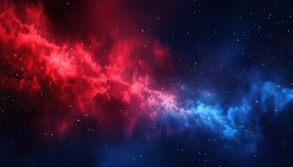 Naklejka premium vivid red and blue nebula energy stream in deep space background for web design, sci-fi branding, print poster, digital wallpaper, or tech themed visual identity