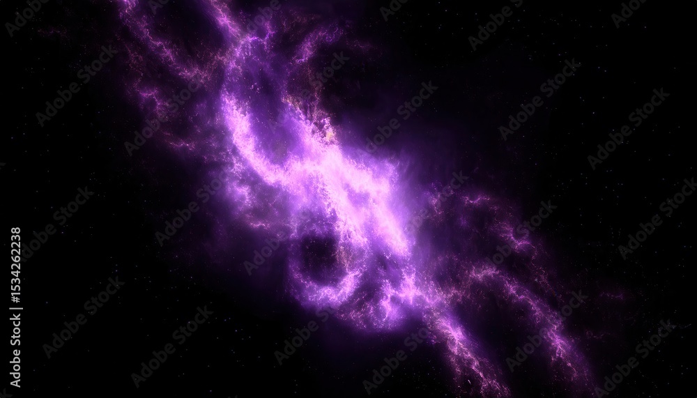 Poster vivid violet cosmic nebula burst with electric plasma trails in deep space for web background, sci-f