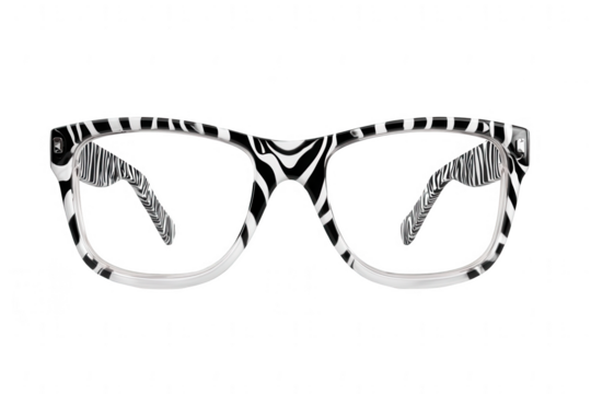 glasses with a zebra pattern on a white background, png, transparent
