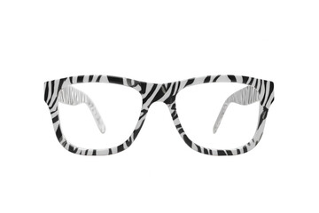 Fototapeta premium glasses with a zebra pattern on a white background, png, transparent