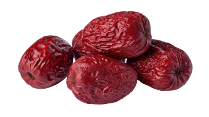 Dried red jujube isolated on transparent background with natural texture and detail