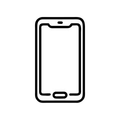 Minimalist Smartphone Icon in Silhouette Line Style on White Background – Flat Mobile Device Illustration for Apps, UI, and Technology Interfaces