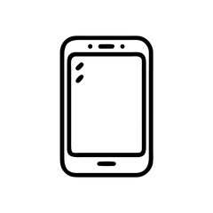 Minimalist Smartphone Icon in Silhouette Line Style on White Background – Flat Mobile Device Illustration for Apps, UI, and Technology Interfaces
