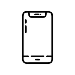 Minimalist Smartphone Icon in Silhouette Line Style on White Background – Flat Mobile Device Illustration for Apps, UI, and Technology Interfaces