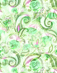 Paisley Kalamkari Madhubani Watercolor Allover Design Pattern