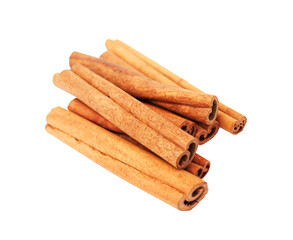 Cinnamon sticks isolated on white background.