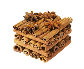 Cinnamon sticks isolated on white background.