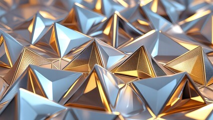 Abstract geometric silver and gold triangle pattern design