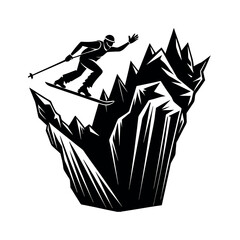 Ski Jumper Silhouette Vector – Action Sports Clipart for Cold Weather Themes