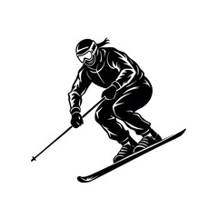 Ski Jumper Silhouette Vector &ndash; Action Sports Clipart for Cold Weather Themes