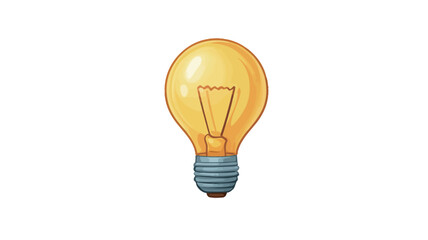 Obraz premium ​the image shows a single light bulb, positioned centrally against a plain white background. The bulb is illuminated and depicted in a cartoon-like style.