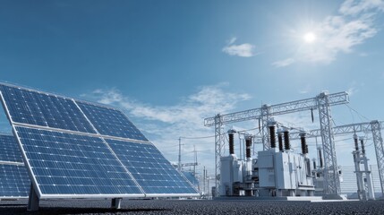 Solar Panels and Power Substation: A Serene Energy Landscape