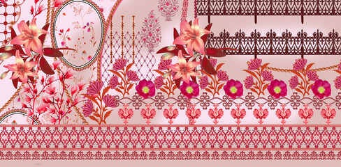 Beautyfull Abstract Red And Pink Flower Design Pattern