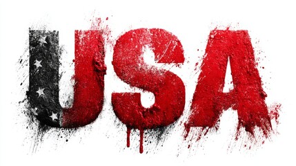 Red and Black Grunge USA Text Graphic
