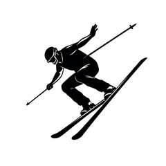 Ski Jumper Silhouette Vector – Action Sports Clipart for Cold Weather Themes