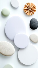 Fototapeta premium Layered Organic Shapes in Oatmeal Soft Slate and White
