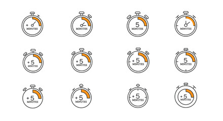 A set of stopwatch icons indicating time intervals, ideal for time management designs