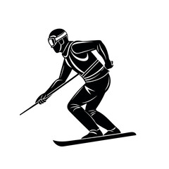 Fototapeta premium Ski Jumper Silhouette Vector – Action Sports Clipart for Cold Weather Themes