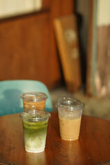 Closeup of Iced Caramel Macchiato at the coffee shop, Caramel Macchiato is a classic macchiato...