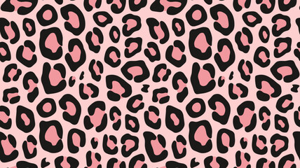 Leopard vector print seamless pattern in pink pop art style