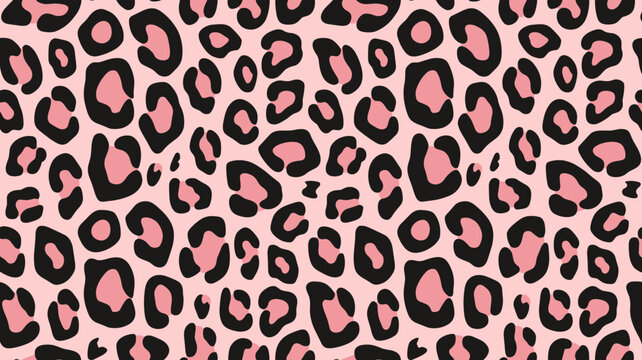 Leopard vector print seamless pattern in pink pop art style