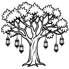Magical Night Tree Vector