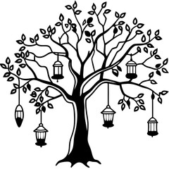 Magical Night Tree Vector