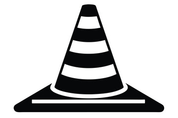 Black and White Striped Traffic Safety Cone Isolated Graphic Illustration
