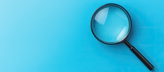 Magnifying glass on a vibrant azure background